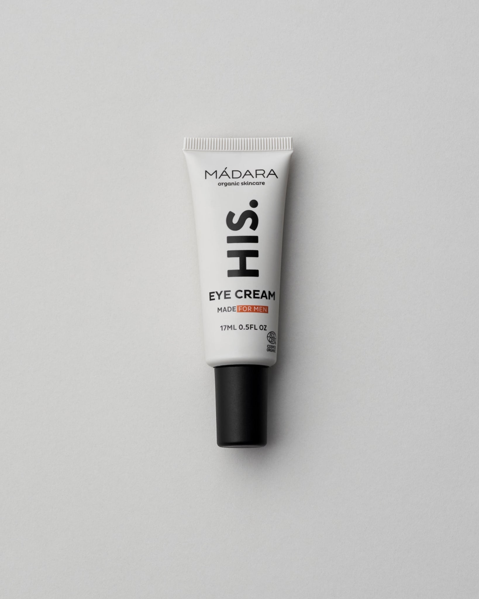 MÁDARA Organic Skincare his eye cream for men A5004 face cream product photo on plain background.