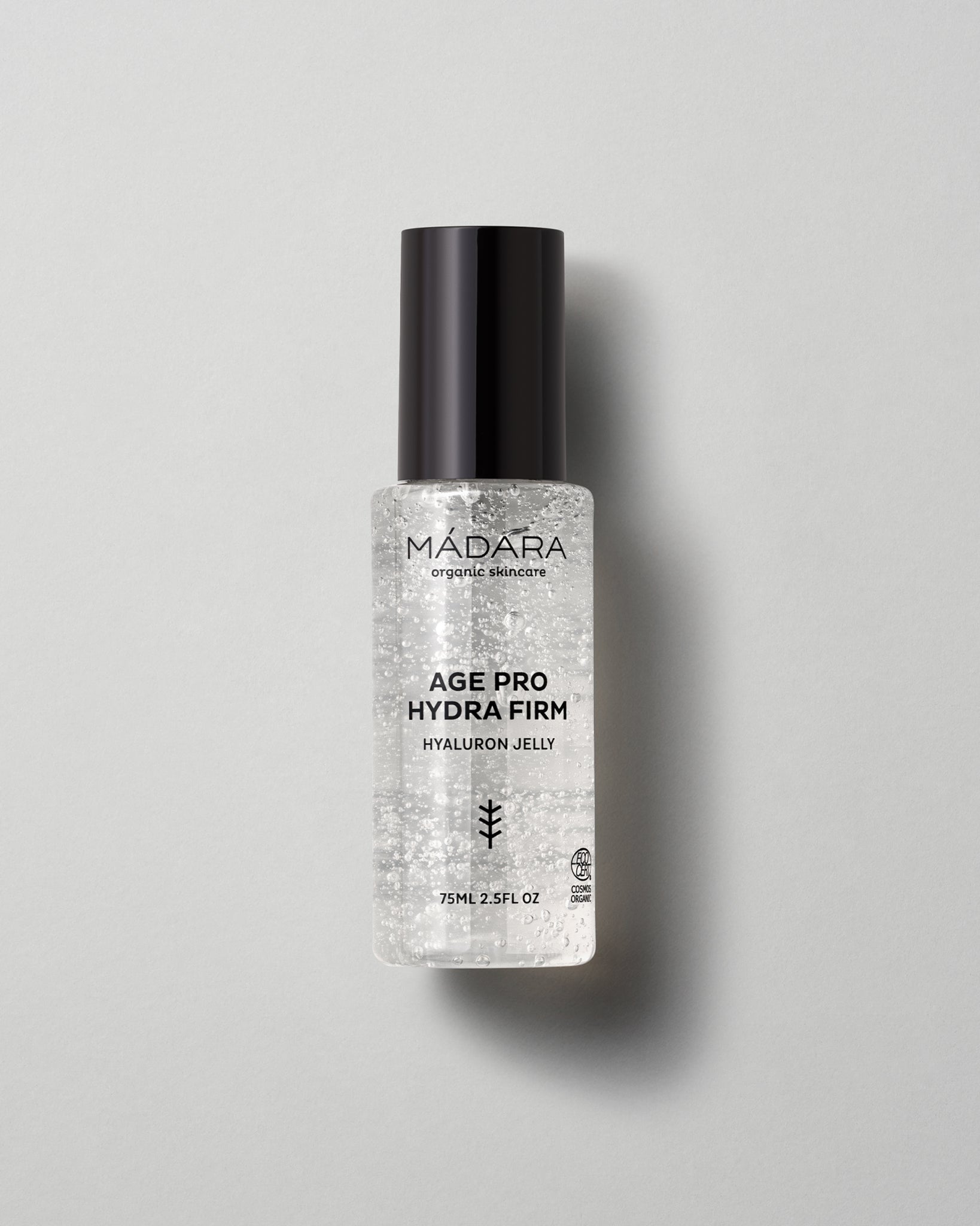 MÁDARA Organic Skincare hydra firm hyaluron jelly A3342 gel moisturizer product photo on plain background.