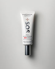 MÁDARA Organic Skincare sos rich hydra barrier cica cream A3012 face cream product photo on plain background.