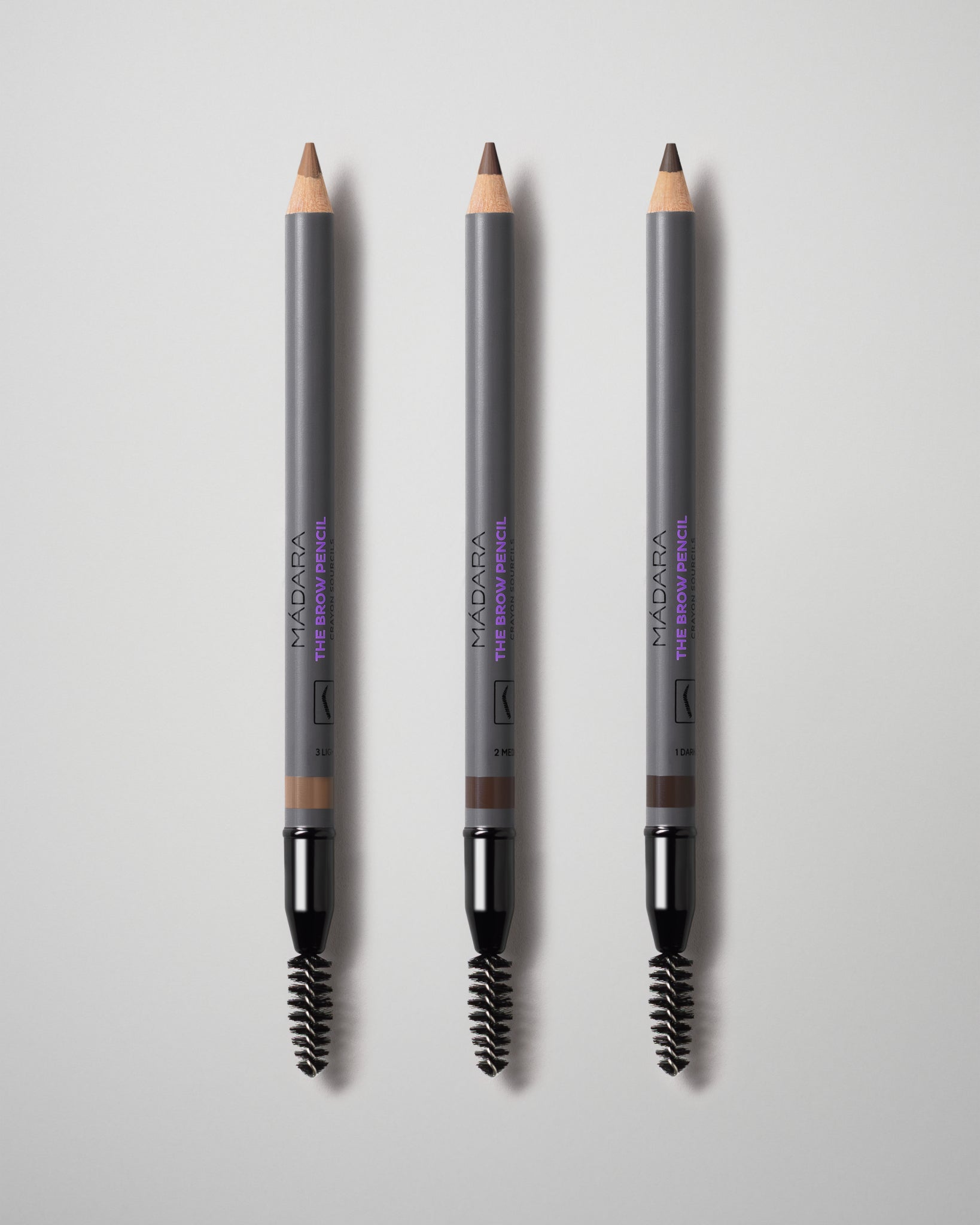 MÁDARA Organic Skincare brow pencil shades A6893 product photo on plain background.