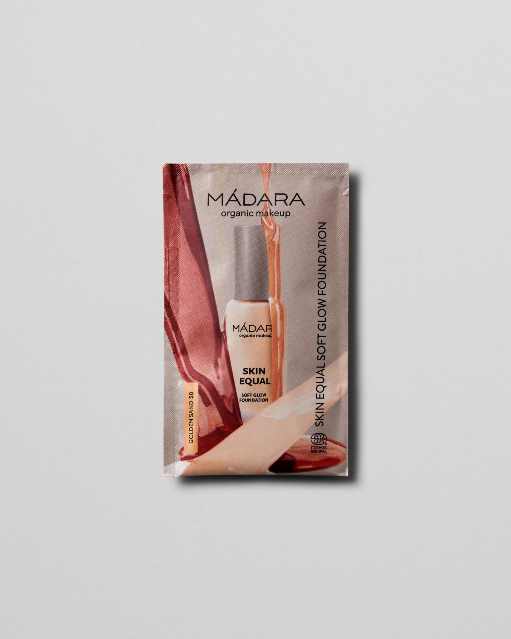 MÁDARA Organic Skincare soft glow foundation spf15 golden sand 2ml SC6059 2 foundation product photo on plain background.