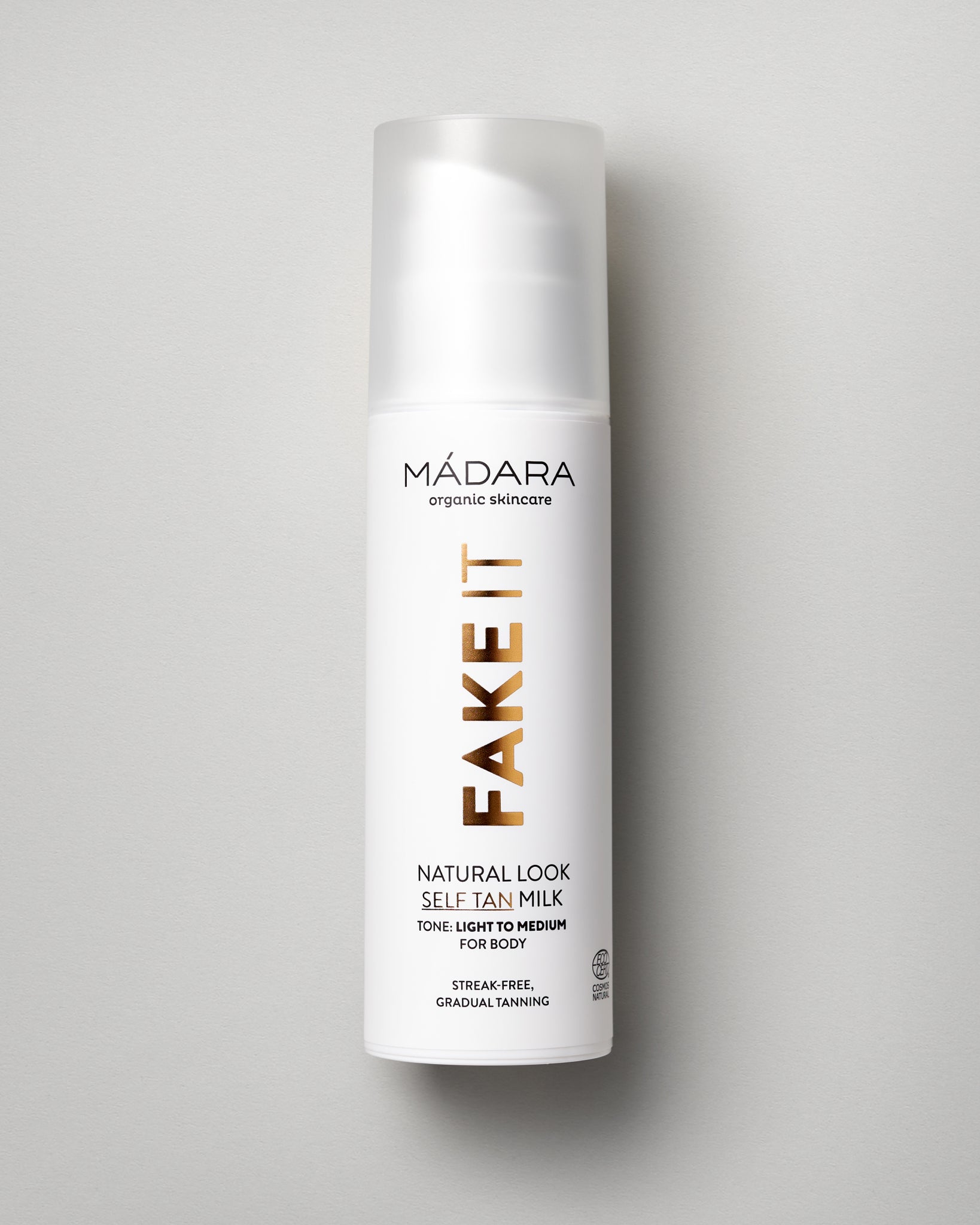 MÁDARA Organic Skincare fake it natural look self tan milk A3431 product photo on plain background.