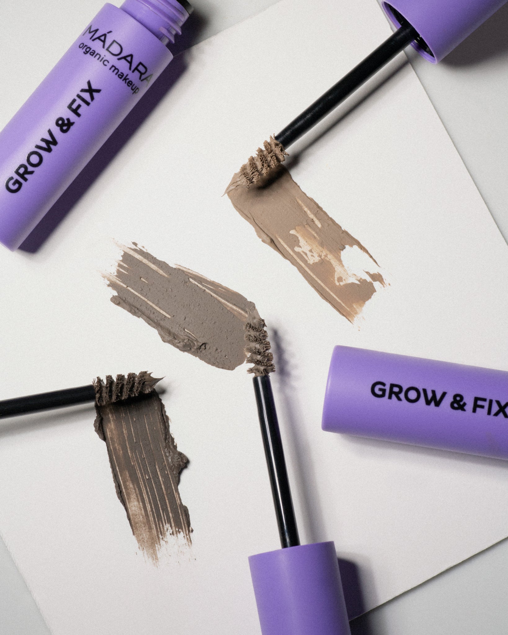 MÁDARA Organic Skincare grow and fix brow booster shades A6702 product photo on plain background.