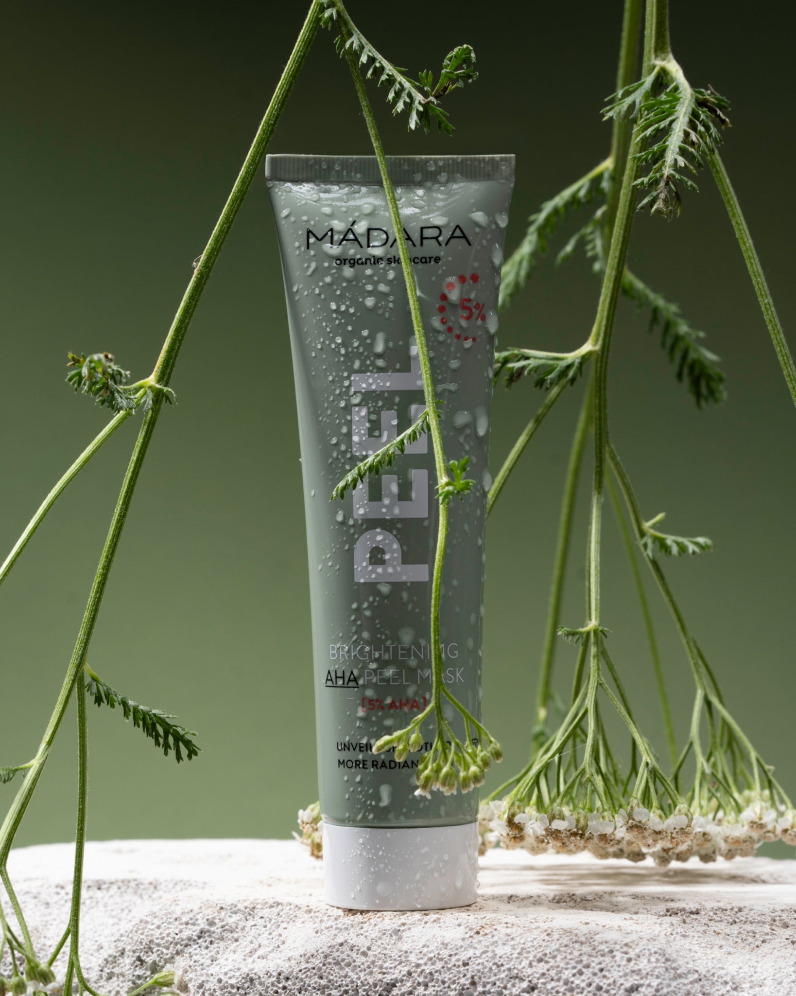 MÁDARA Organic Skincare peel aha exfoliating mask madara A2101 face mask product photo on plain background.